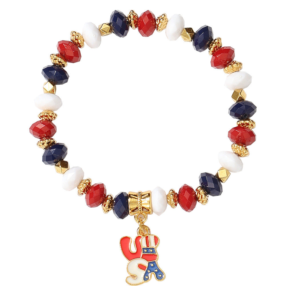 American Flag Heart Bead Bracelet — bracelet, view 8