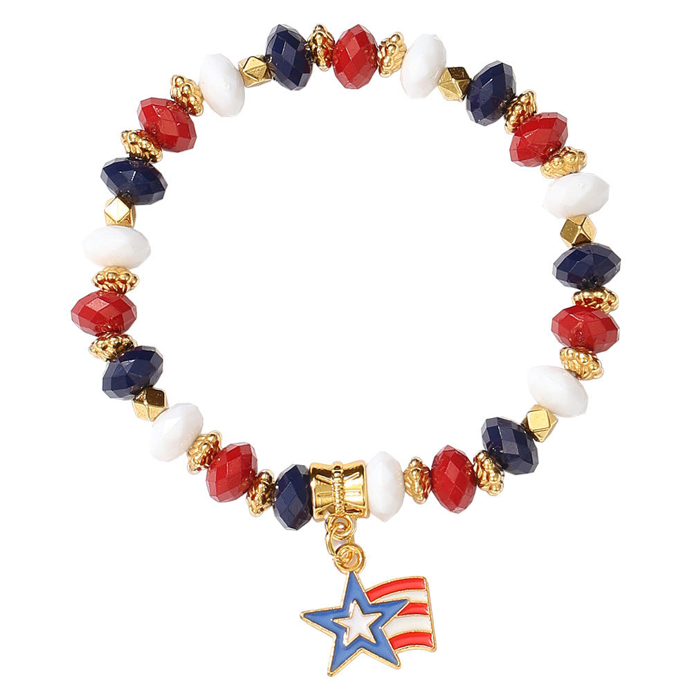 American Flag Heart Bead Bracelet — bracelet, view 10