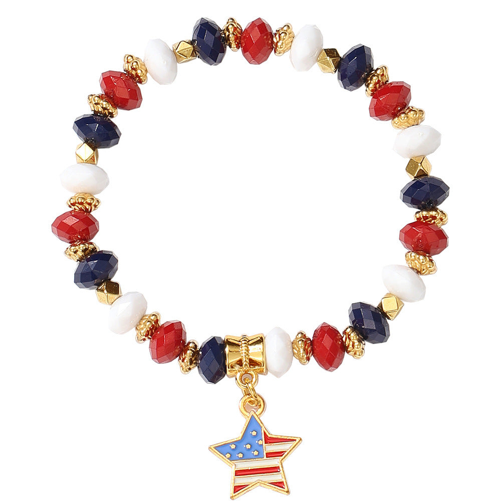 American Flag Heart Bead Bracelet — bracelet, view 11