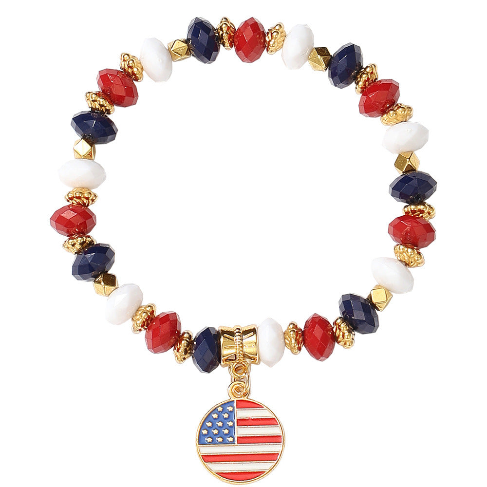 American Flag Heart Bead Bracelet — bracelet, view 12