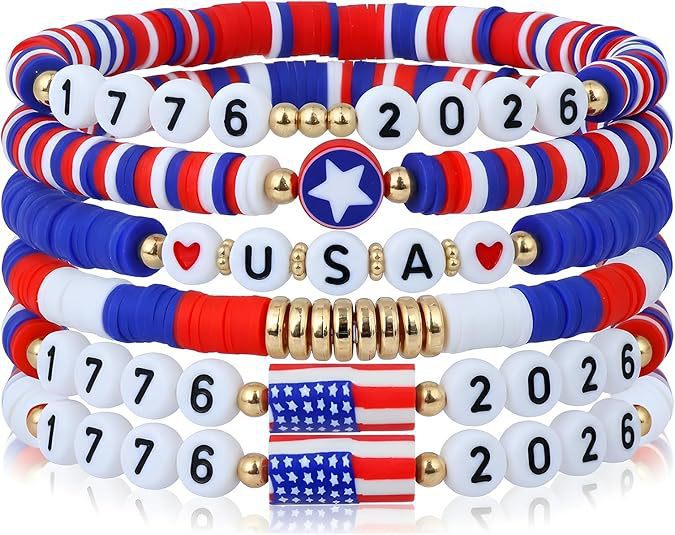 American Flag Heart Bead Bracelet — bracelet, view 13