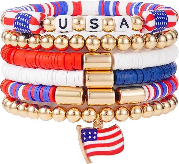 American Flag Heart Bead Bracelet — bracelet, view 14