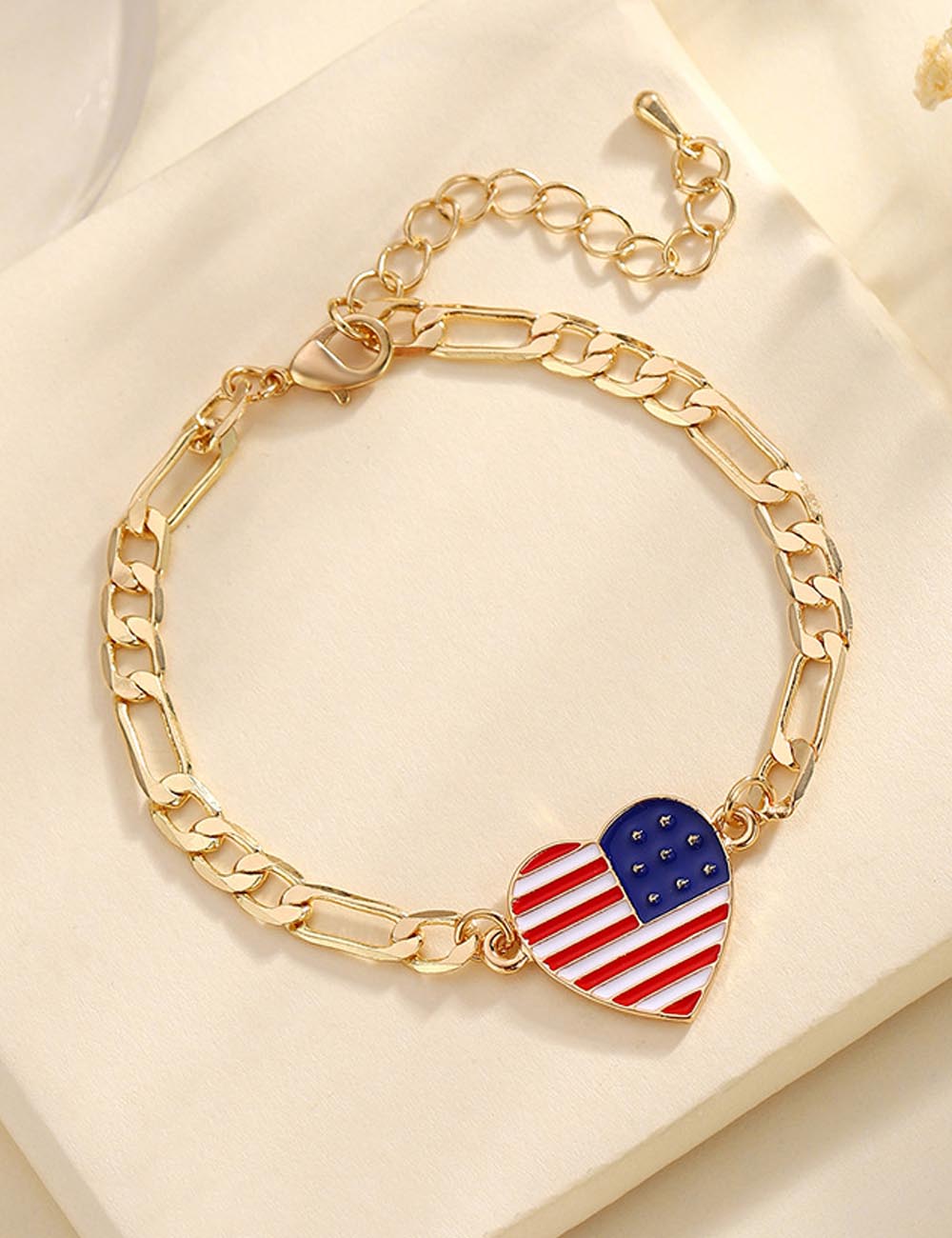 Gold-Plated Flag Chain Bracelet — gold bracelet