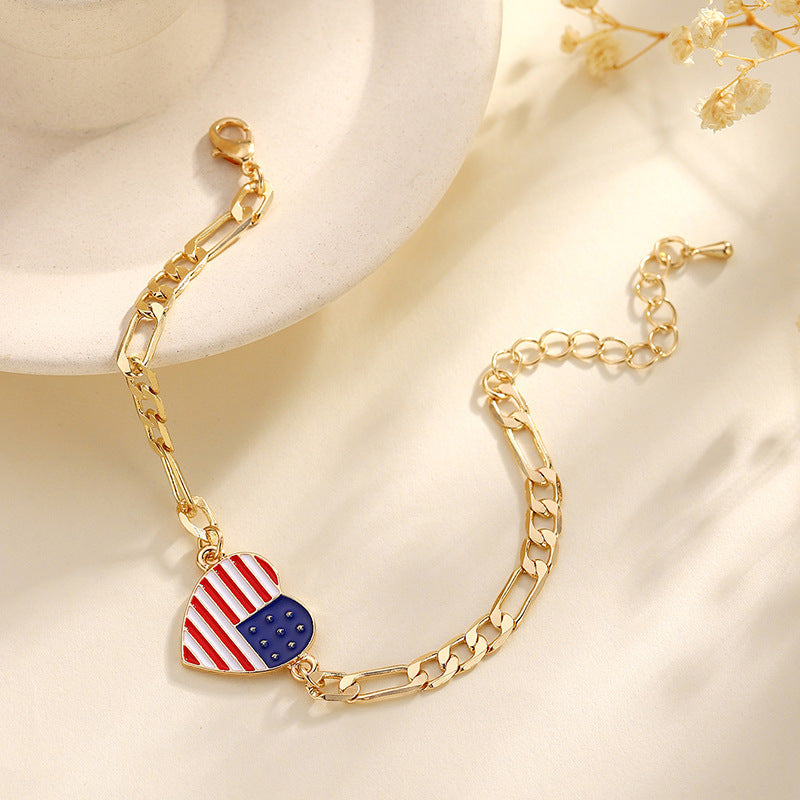 Gold-Plated Flag Chain Bracelet — gold bracelet, view 4