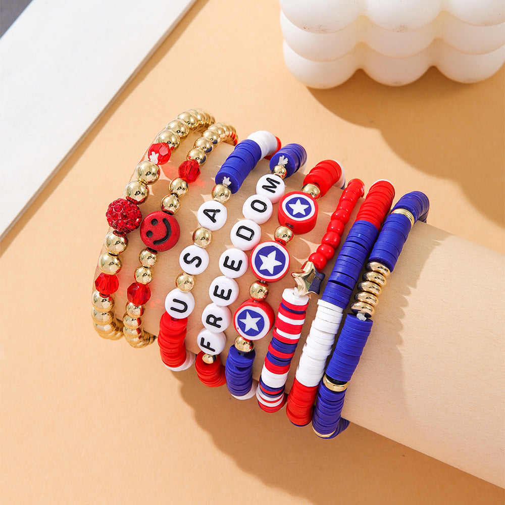 Flag Letter Bead Bracelet Set — bracelet, view 2