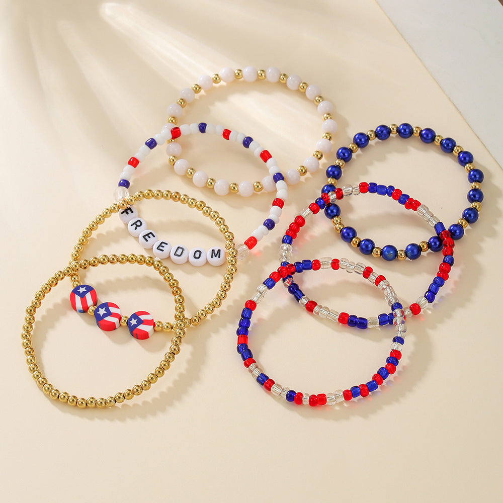 Flag Letter Bead Bracelet Set — bracelet, view 3