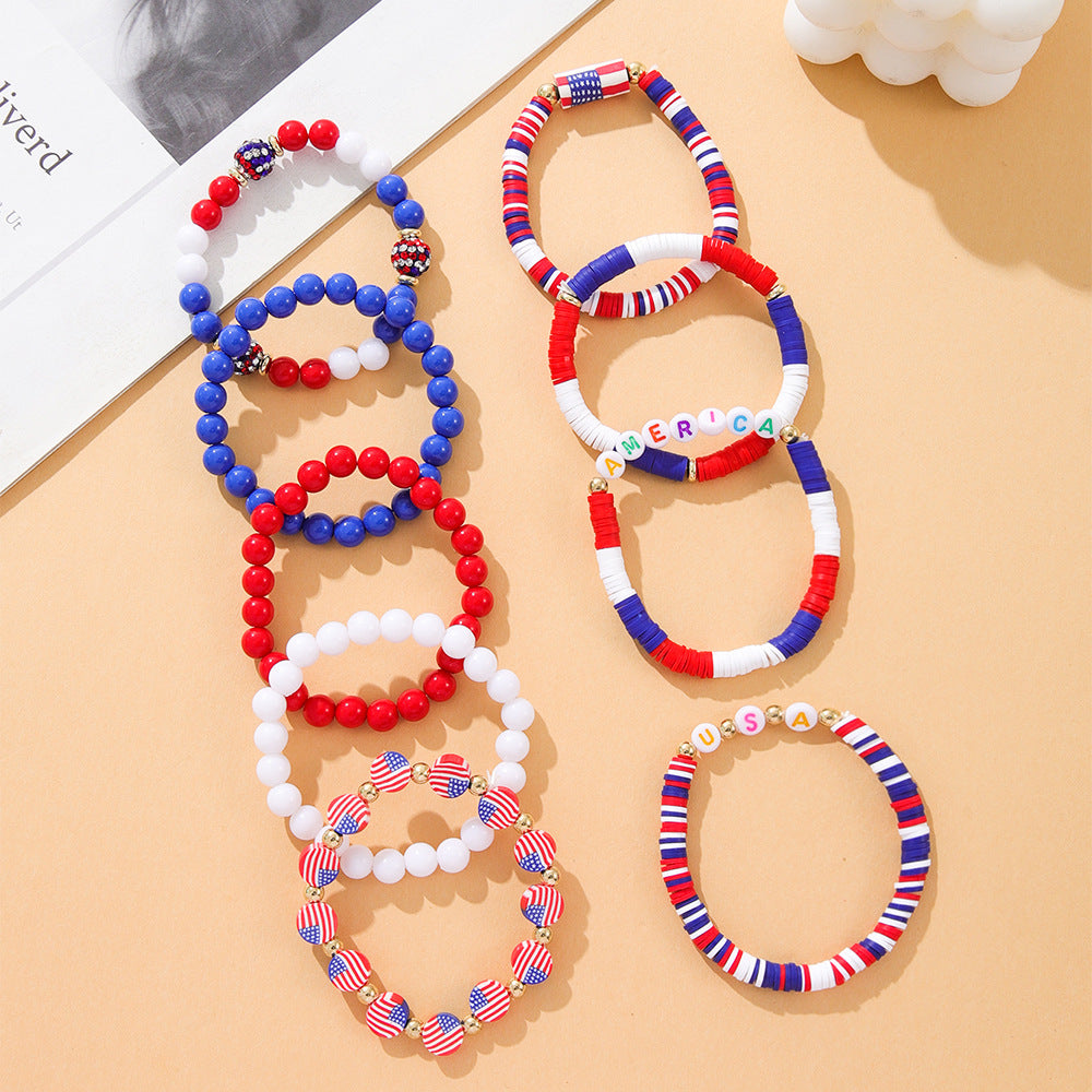Flag Letter Bead Bracelet Set — bracelet, view 4