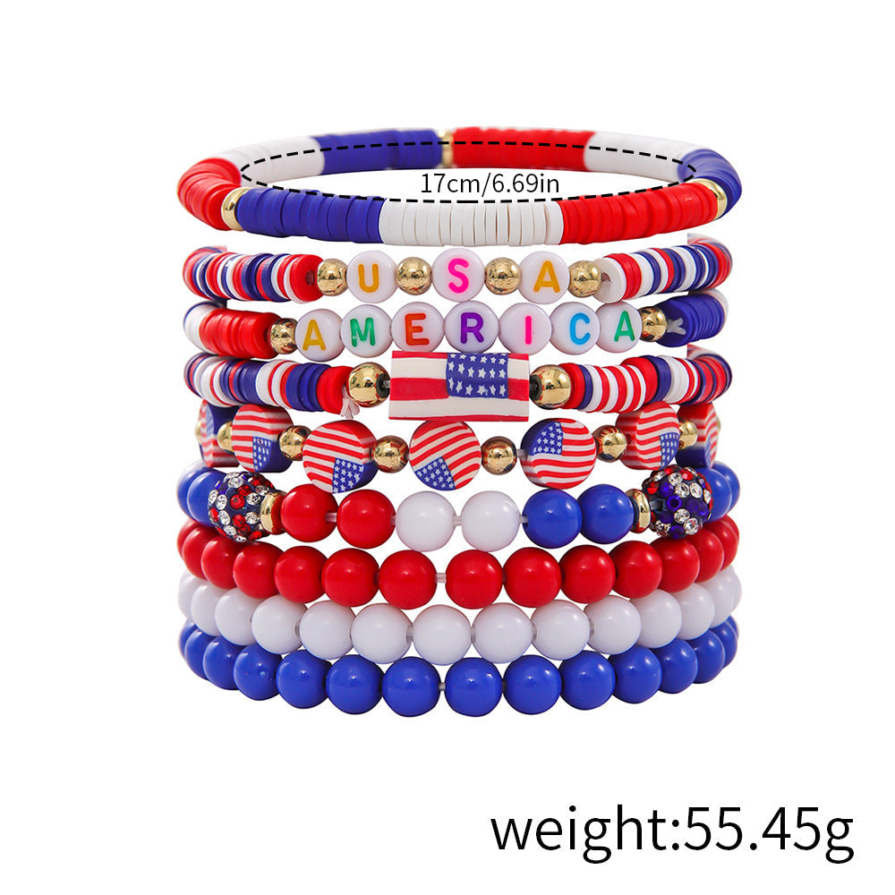 Flag Letter Bead Bracelet Set — bracelet, view 5