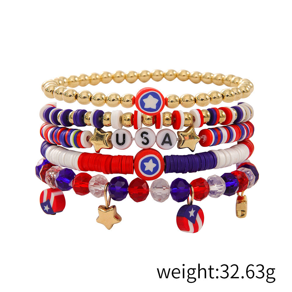 Flag Letter Bead Bracelet Set — bracelet, view 6
