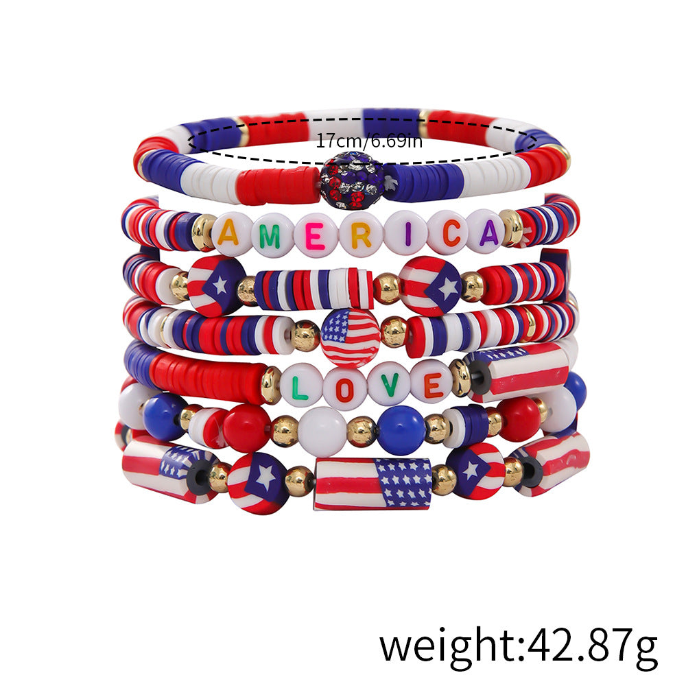 Flag Letter Bead Bracelet Set — bracelet, view 7