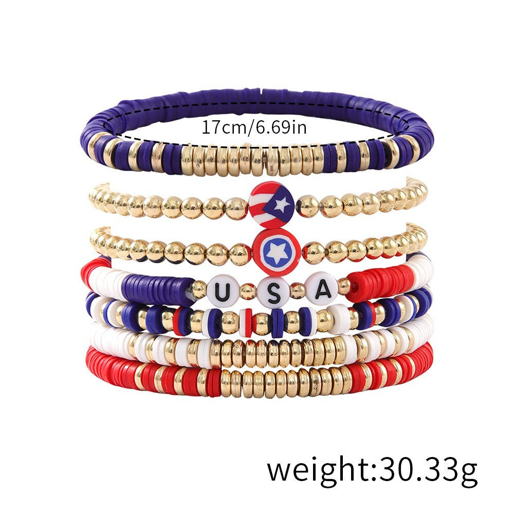 Flag Letter Bead Bracelet Set — bracelet, view 8