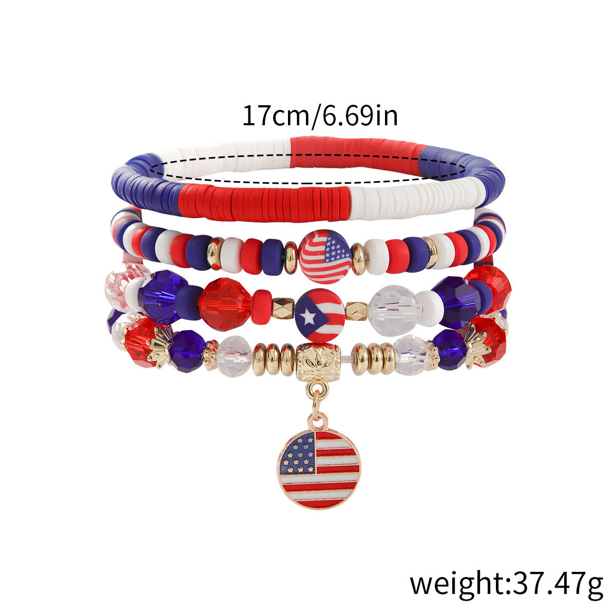 Flag Letter Bead Bracelet Set — bracelet, view 9