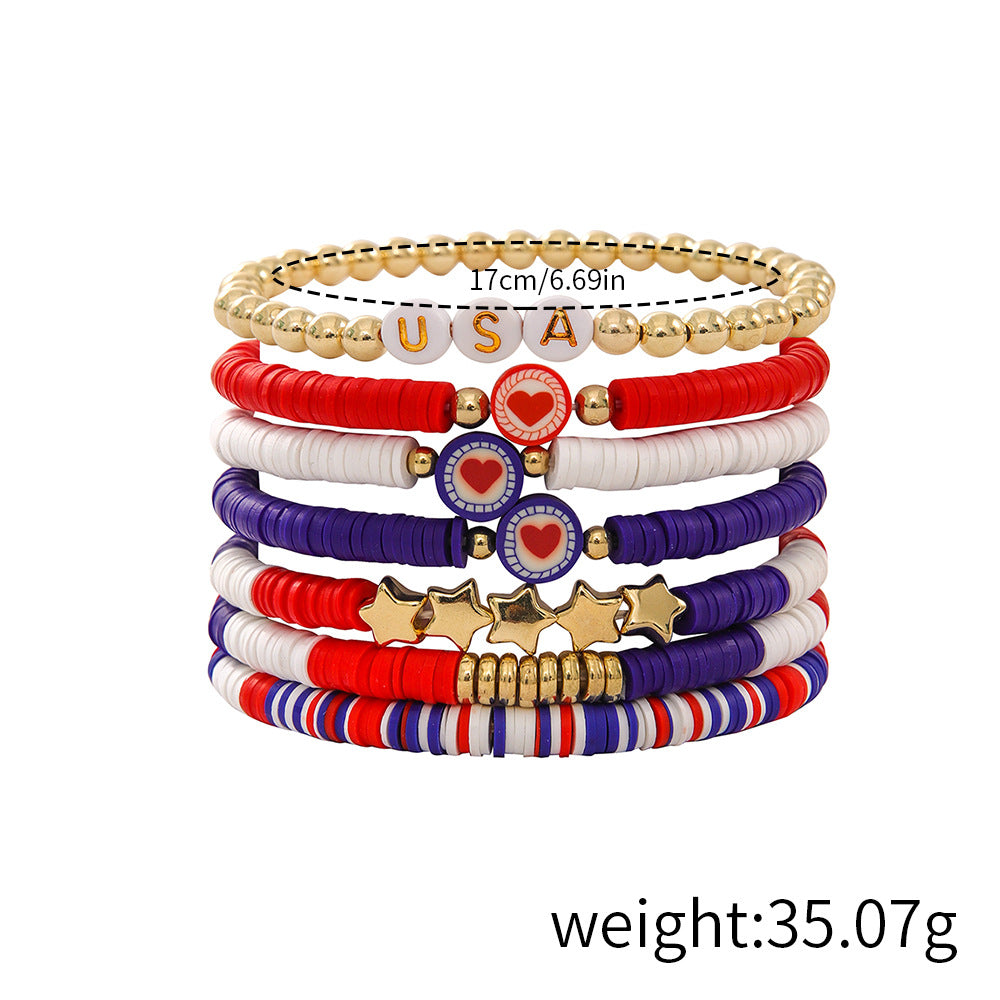 Flag Letter Bead Bracelet Set — bracelet, view 10
