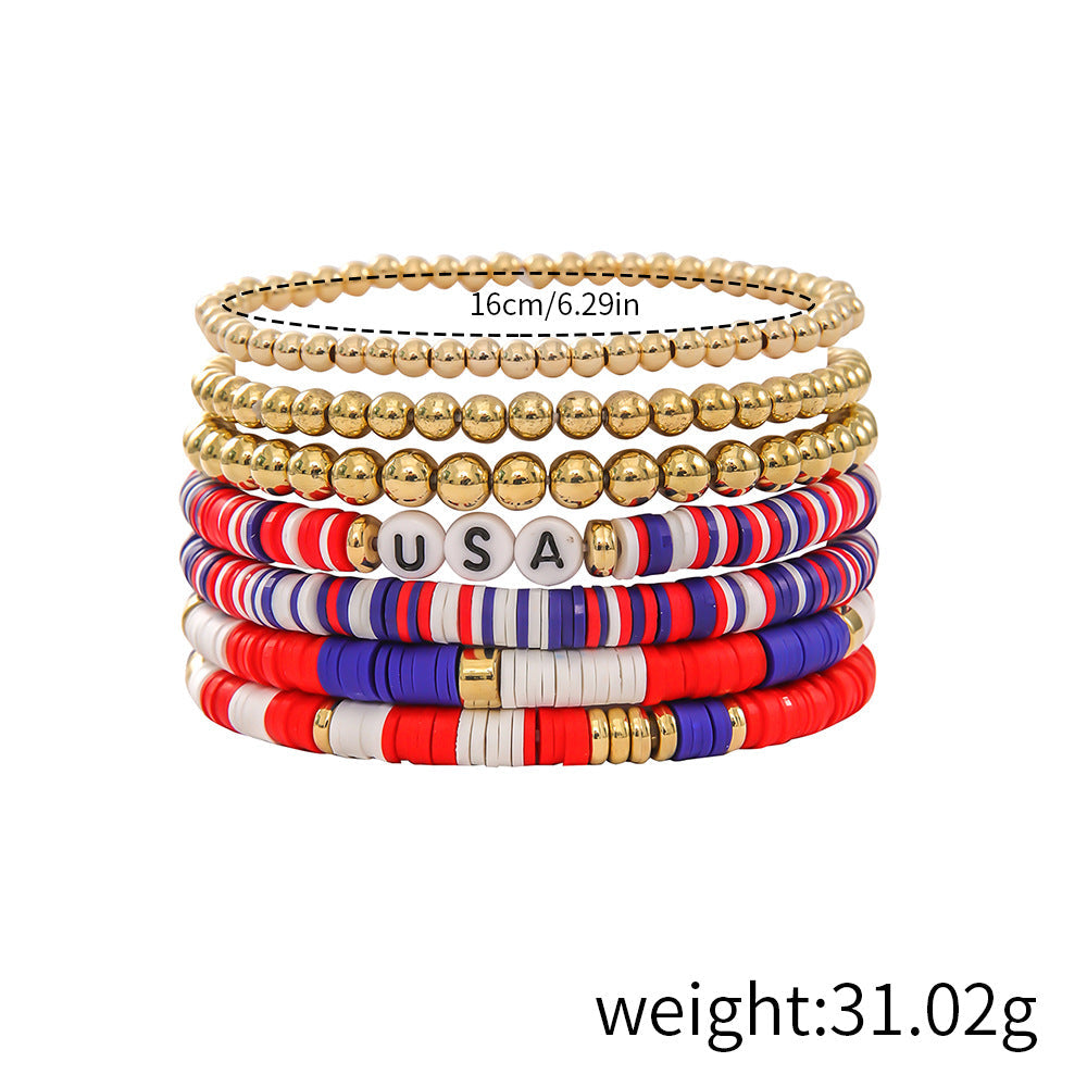 Flag Letter Bead Bracelet Set — bracelet, view 11