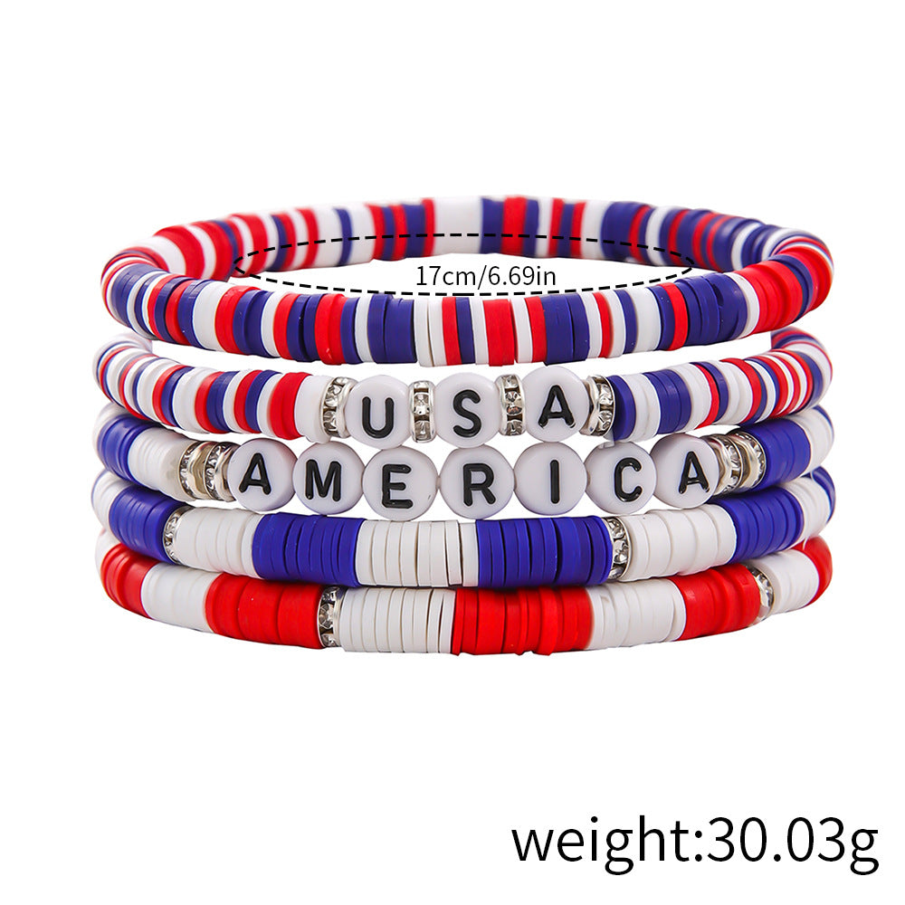 Flag Letter Bead Bracelet Set — bracelet, view 12