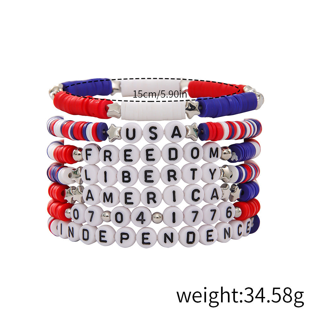 Flag Letter Bead Bracelet Set — bracelet, view 14