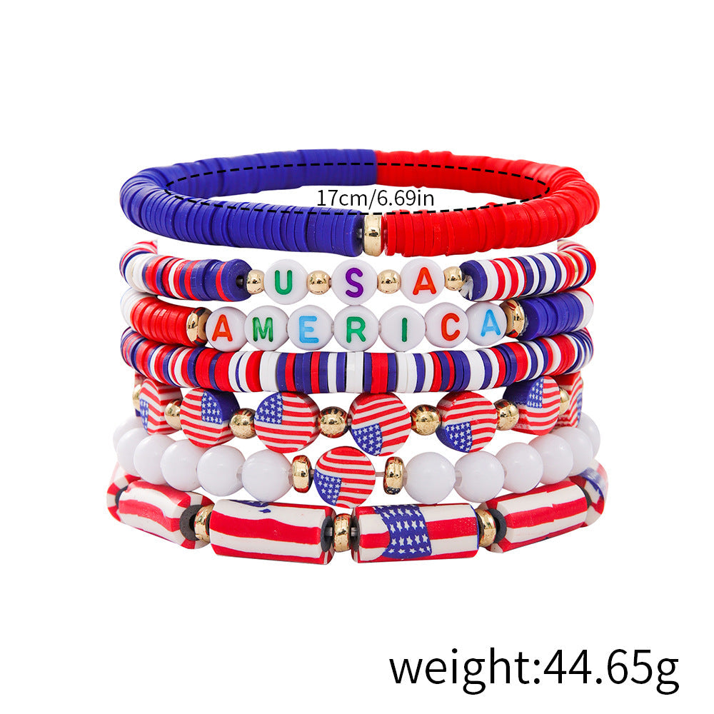 Flag Letter Bead Bracelet Set — bracelet, view 16