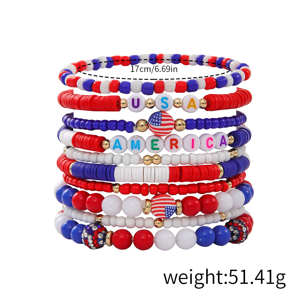 Flag Letter Bead Bracelet Set — bracelet, view 17