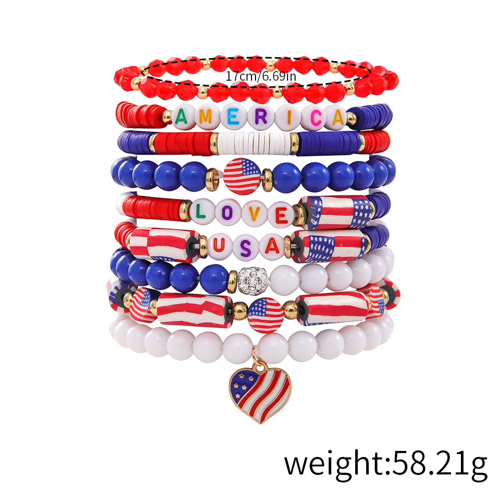 Flag Letter Bead Bracelet Set — bracelet, view 19