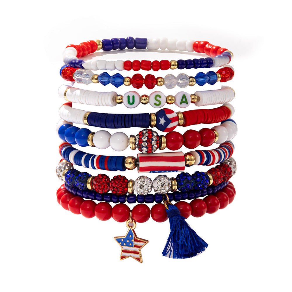 Flag Letter Bead Bracelet Set — bracelet, view 23