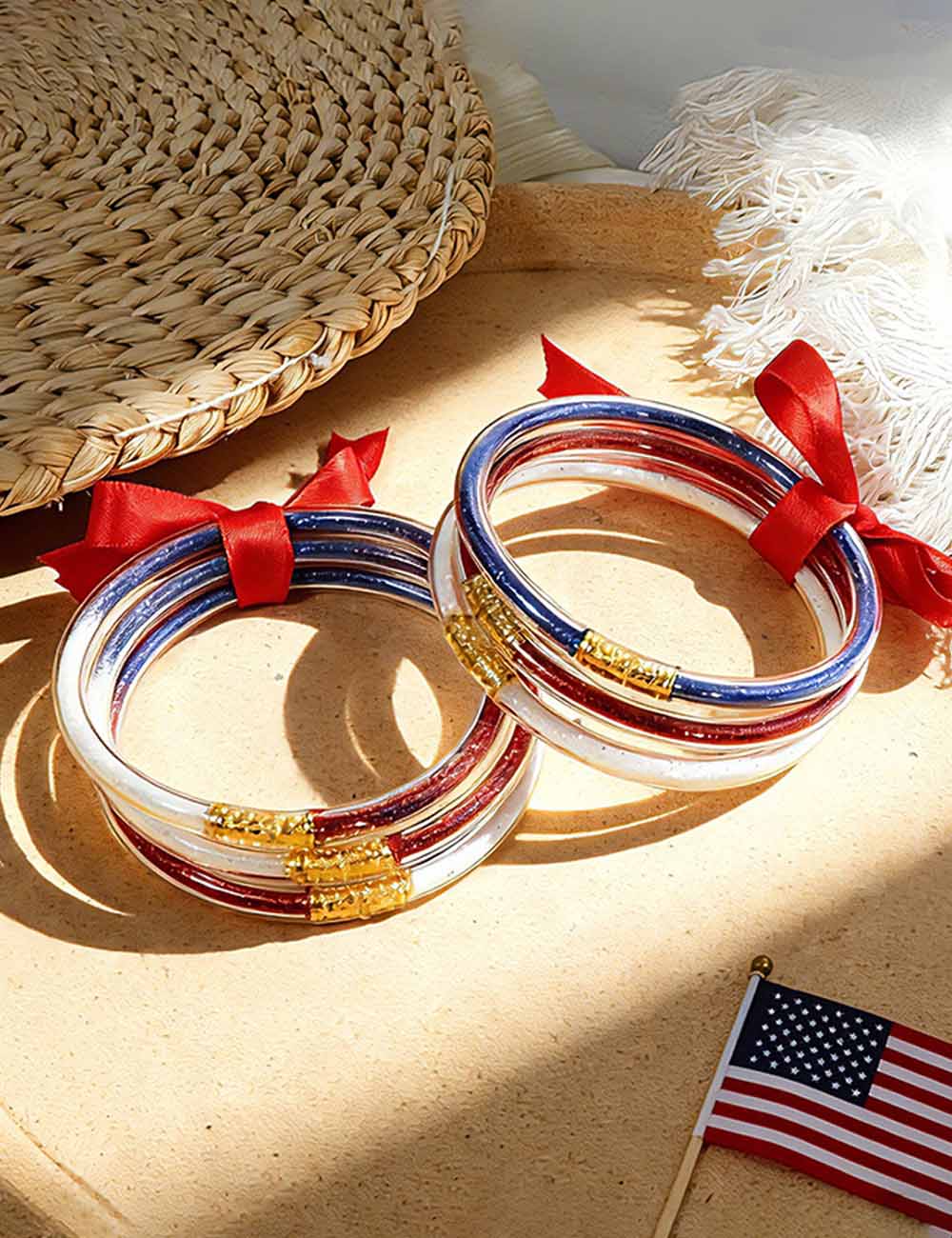 Red Bow Glitter Bracelet Set — bracelet