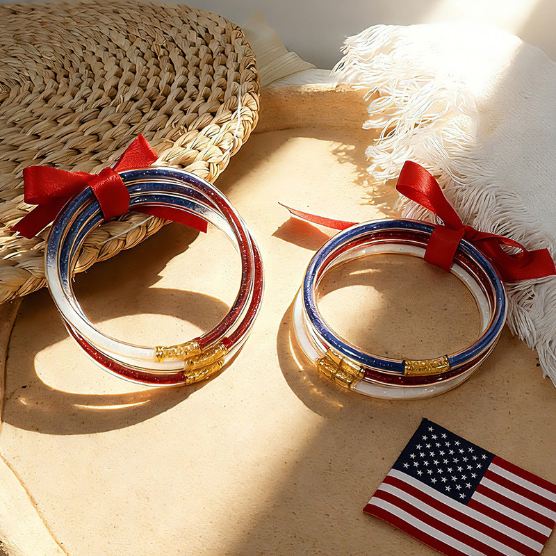 Red Bow Glitter Bracelet Set — bracelet, view 2