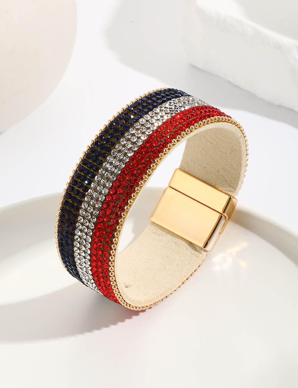 Sparkling Flag Band Bracelet — blue red bracelet