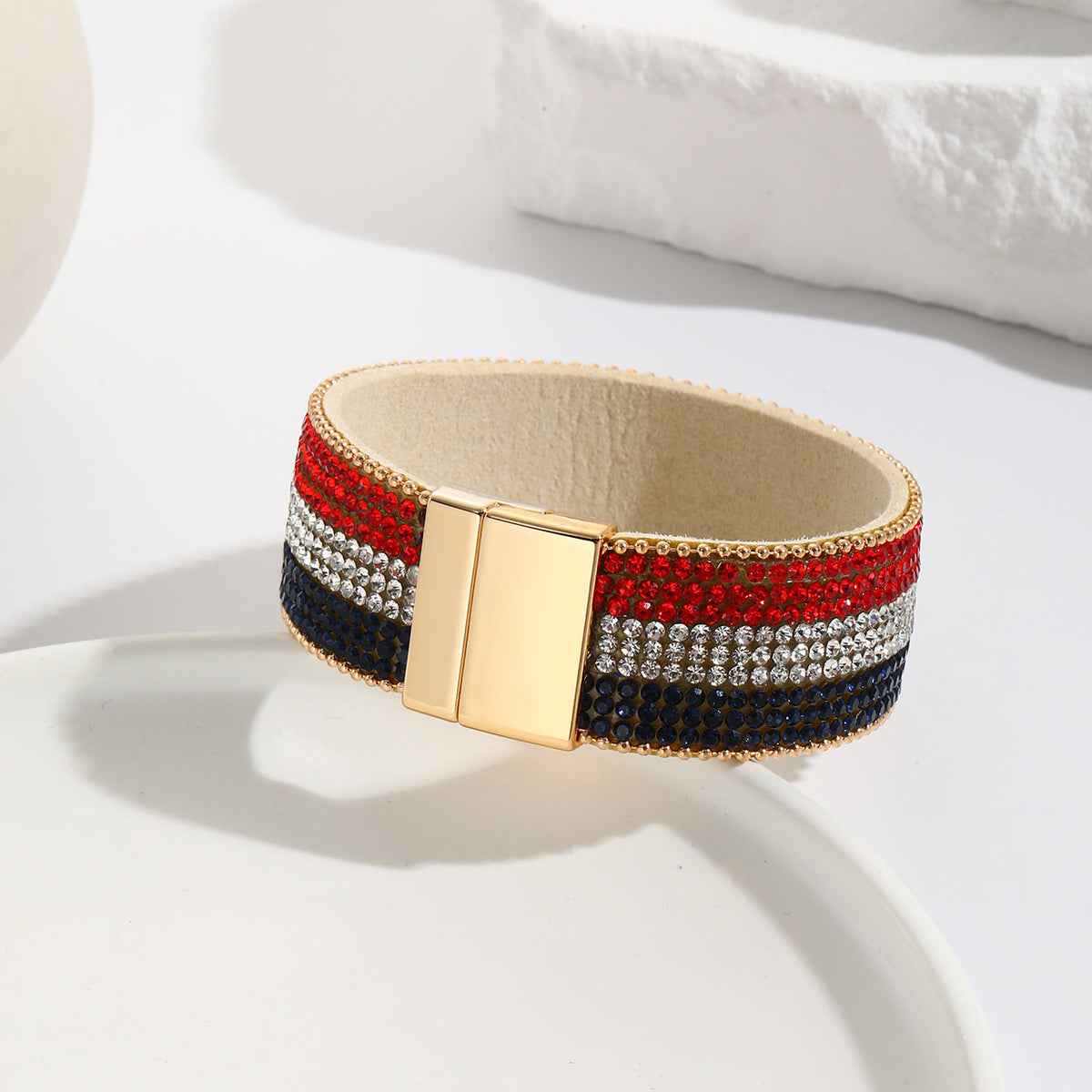 Sparkling Flag Band Bracelet — blue red bracelet, view 2