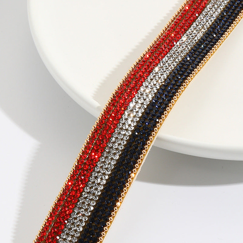 Sparkling Flag Band Bracelet — blue red bracelet, view 3