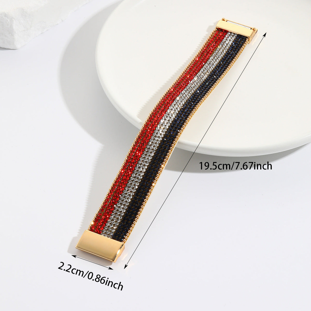 Sparkling Flag Band Bracelet — blue red bracelet, view 5