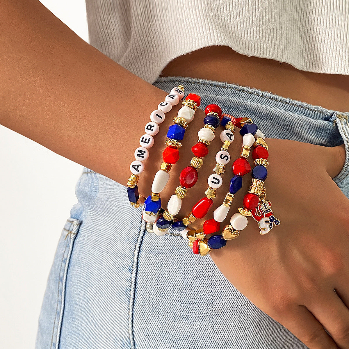 Beaded Chain Bracelet Set — bracelet, view 3