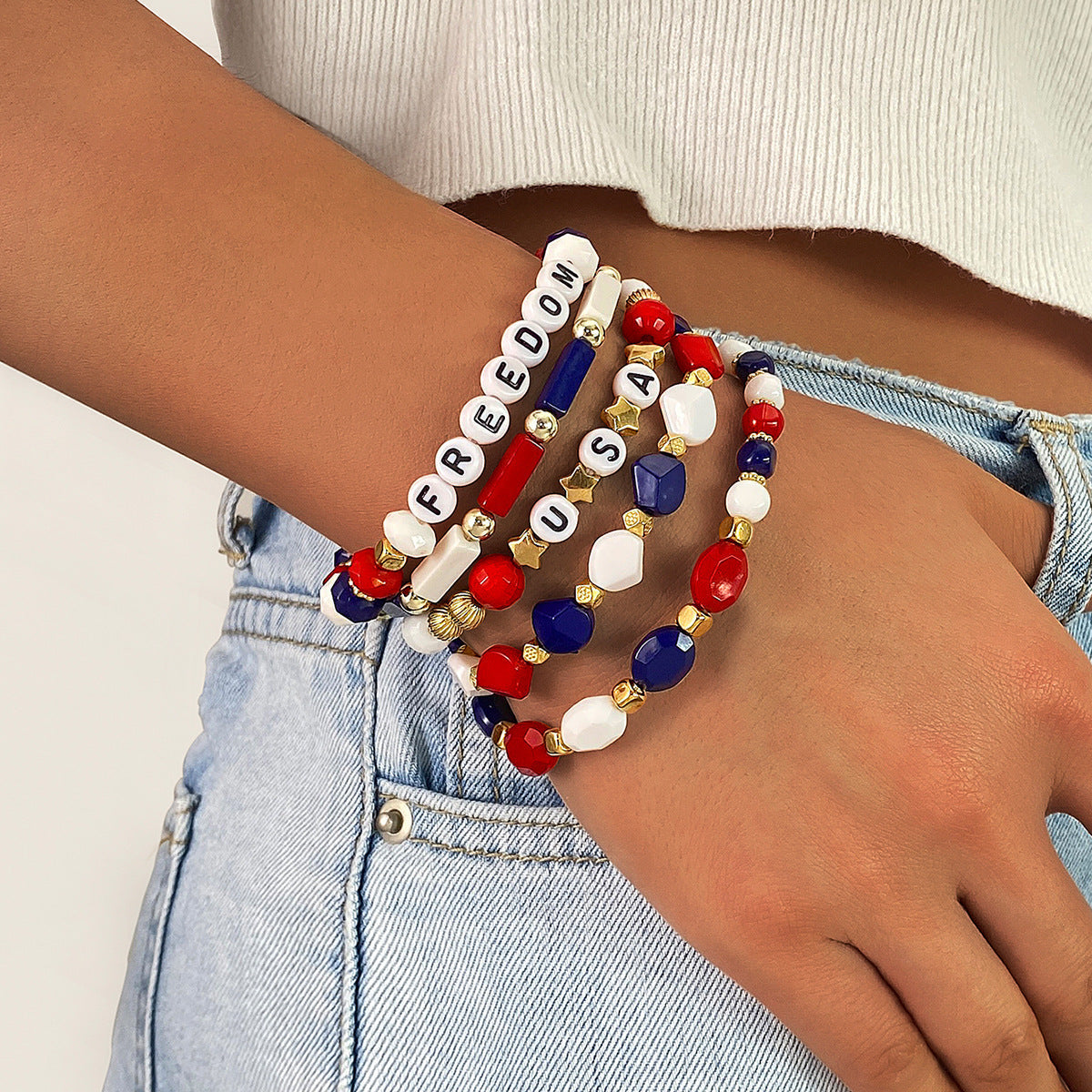 Beaded Chain Bracelet Set — bracelet, view 5