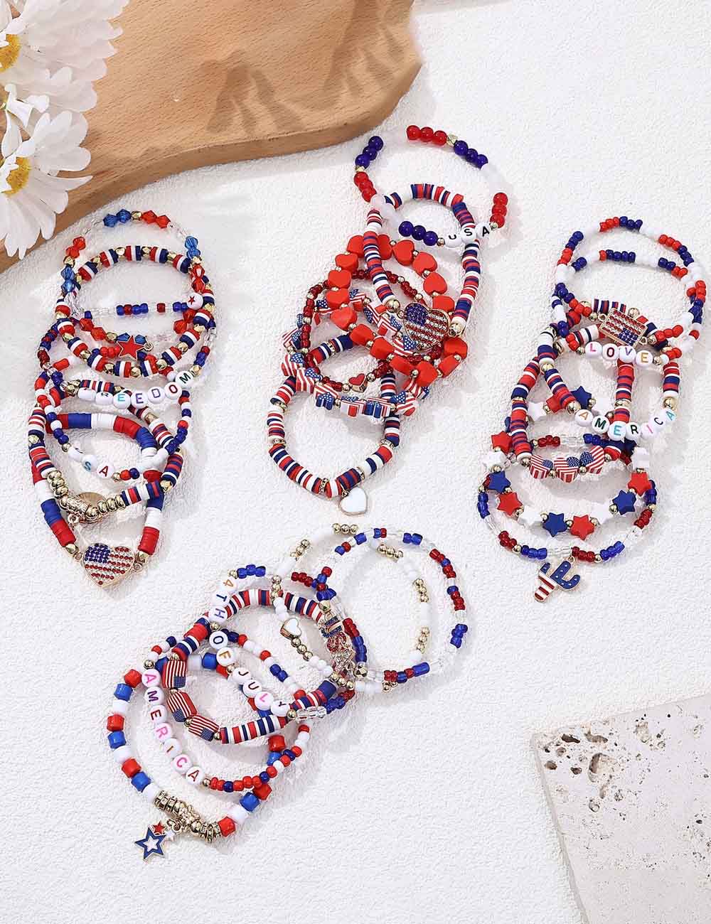 Flag Beaded Chain Bracelet Set — bracelet