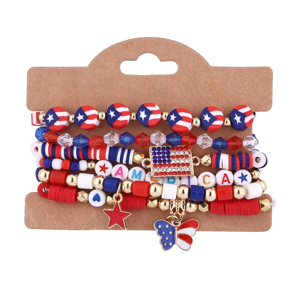 Flag Beaded Chain Bracelet Set — bracelet, view 4