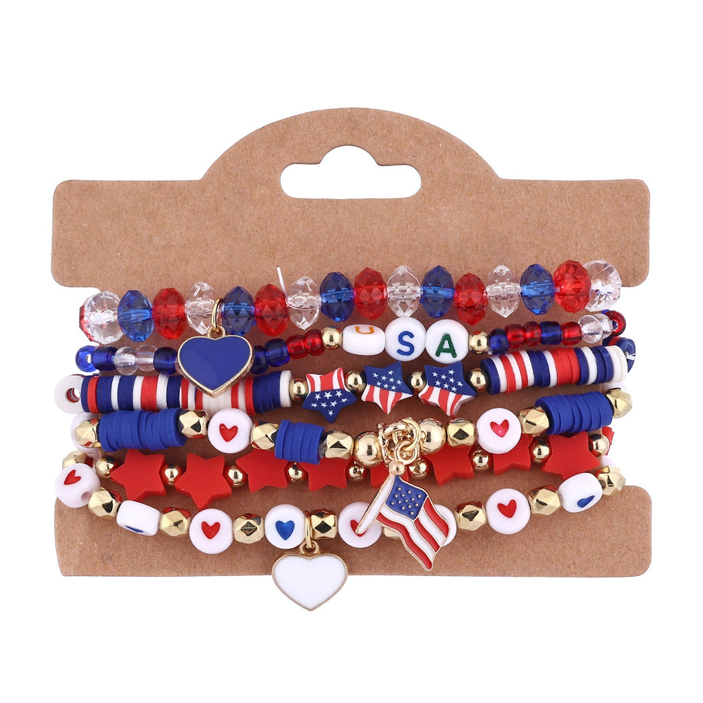 Flag Beaded Chain Bracelet Set — bracelet, view 6