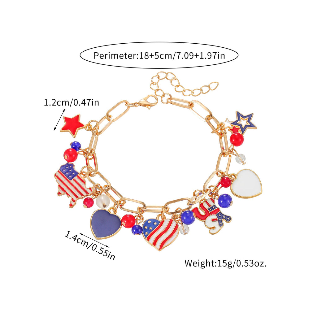 Flag Charm Tassel Chain Bracelet — gold bracelet, view 5