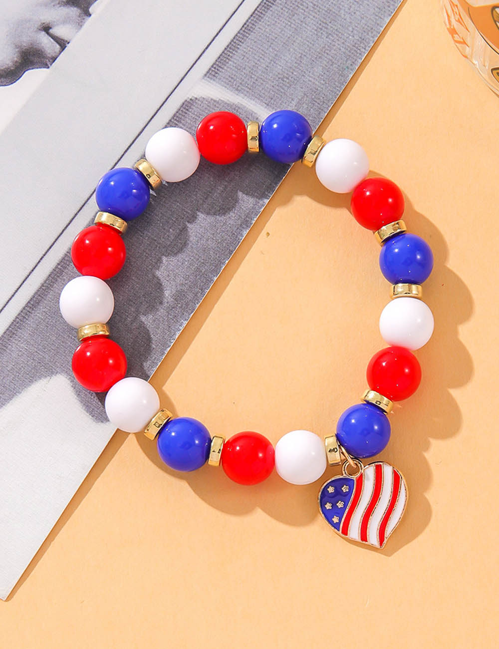 Flag Heart Beaded Bracelet — bracelet