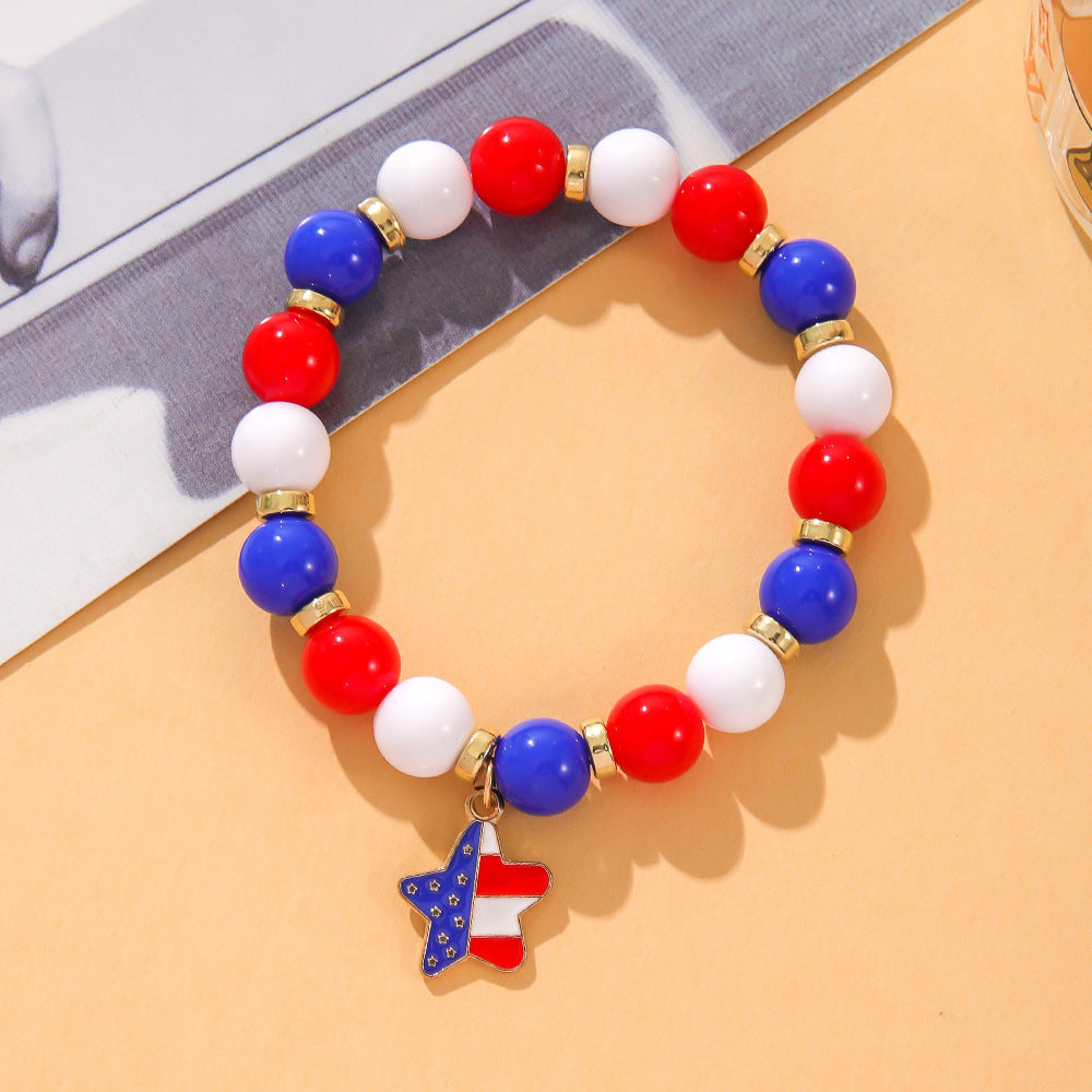 Flag Heart Beaded Bracelet — bracelet, view 2