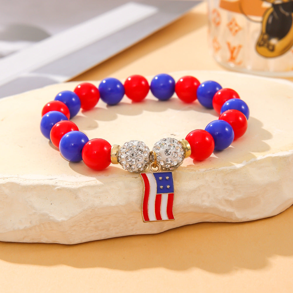 Flag Heart Beaded Bracelet — bracelet, view 4