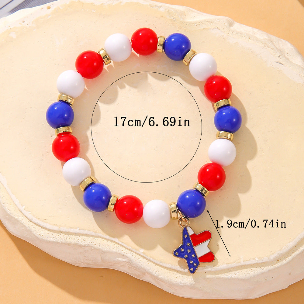 Flag Heart Beaded Bracelet — bracelet, view 8