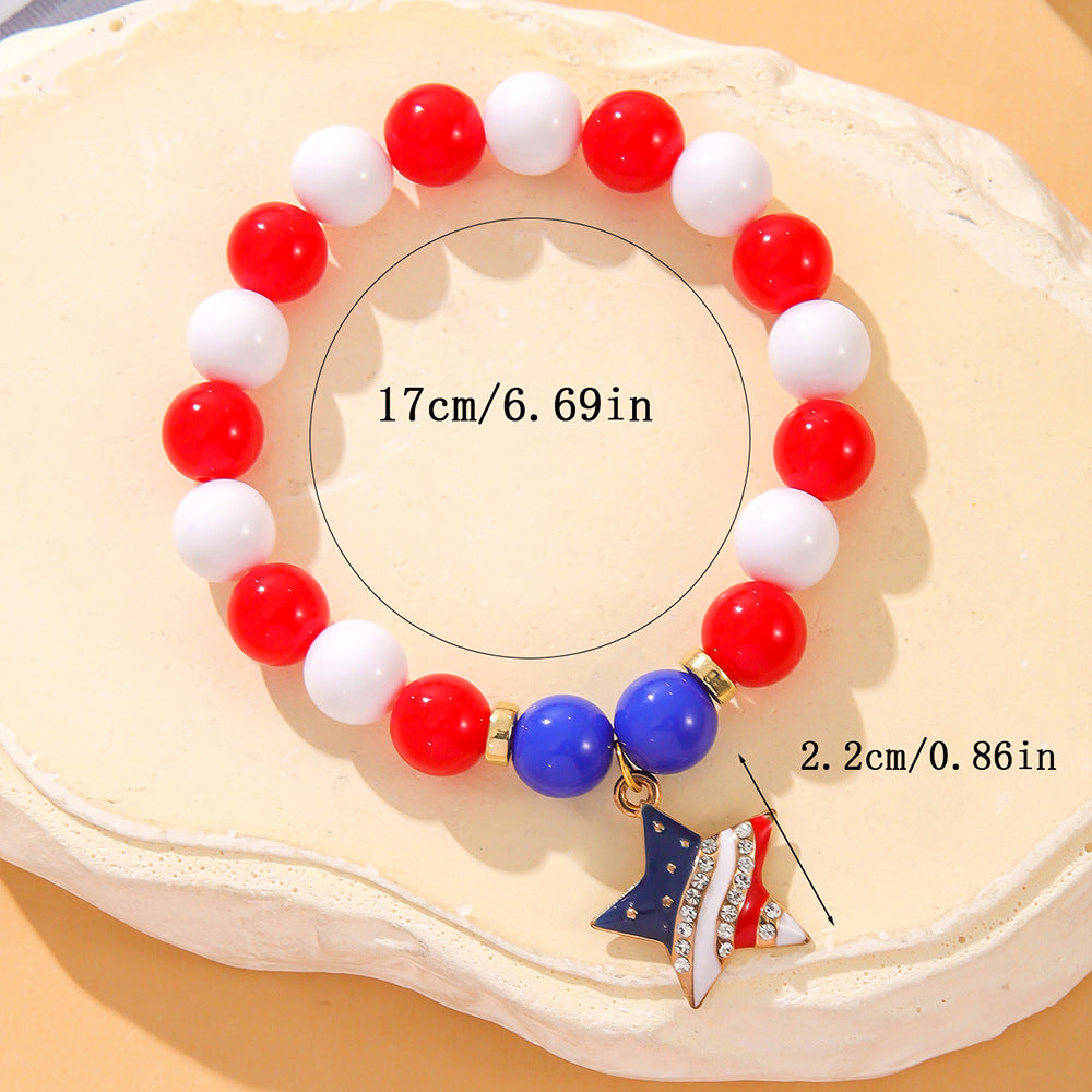 Flag Heart Beaded Bracelet — bracelet, view 9