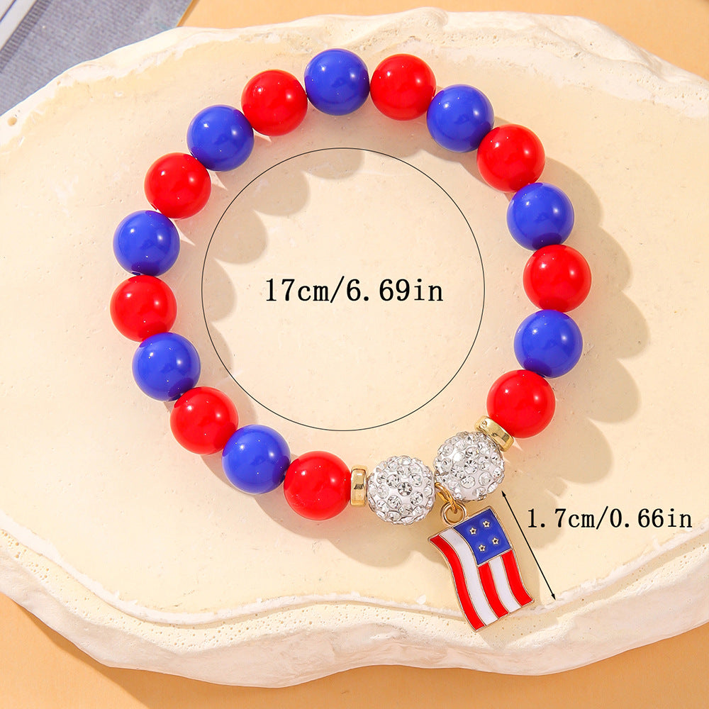 Flag Heart Beaded Bracelet — bracelet, view 10