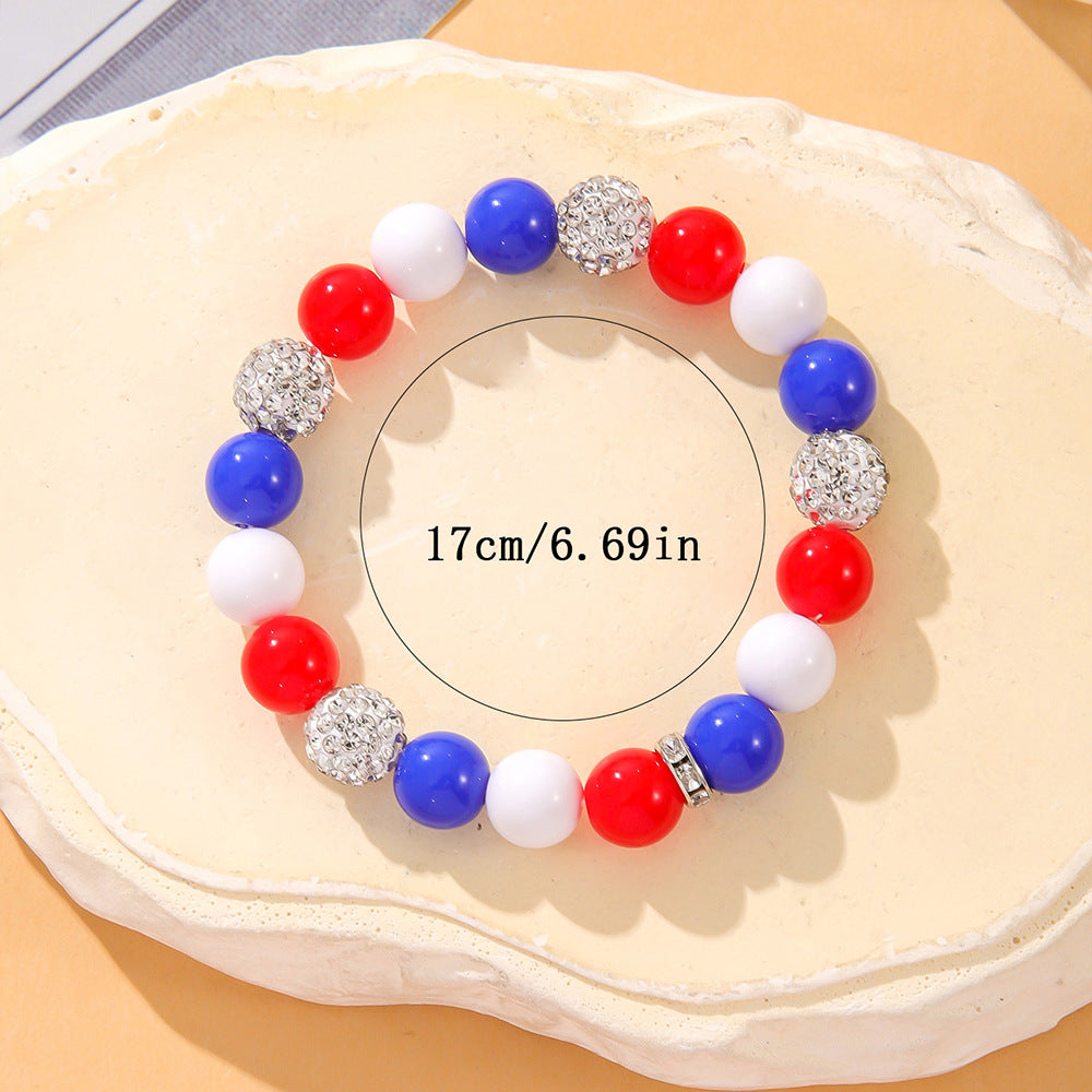 Flag Heart Beaded Bracelet — bracelet, view 12