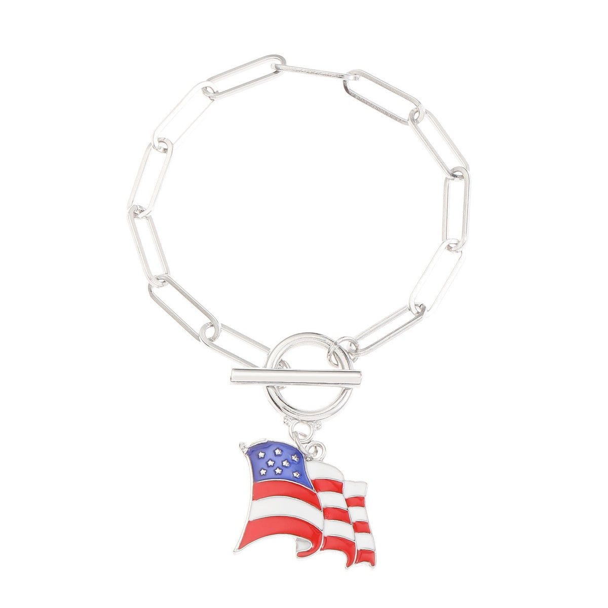 American Flag Pendant Chain Bracelet — gold bracelet, view 4