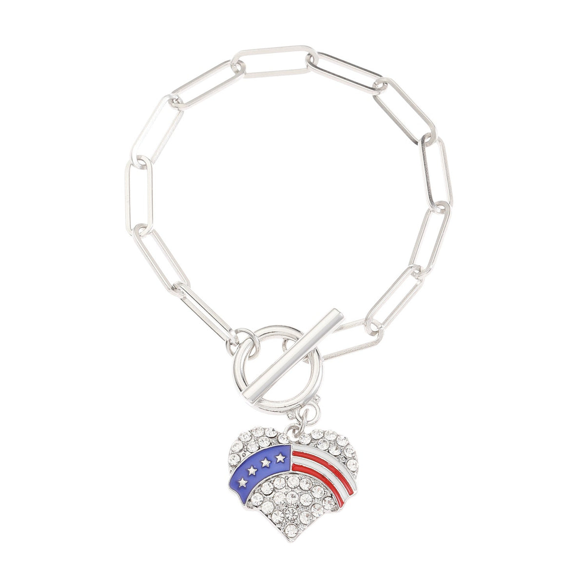 American Flag Pendant Chain Bracelet — gold bracelet, view 10