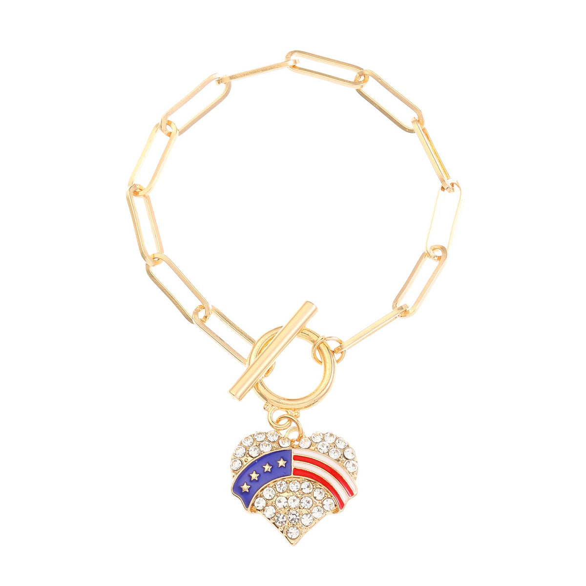 American Flag Pendant Chain Bracelet — gold bracelet, view 11