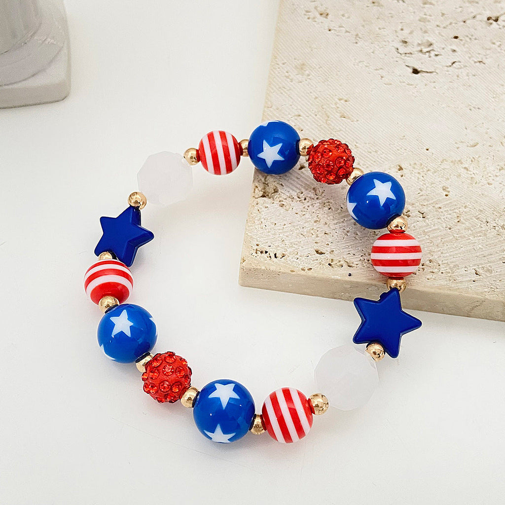 American Flag Pendant Chain Bracelet — gold bracelet, view 14