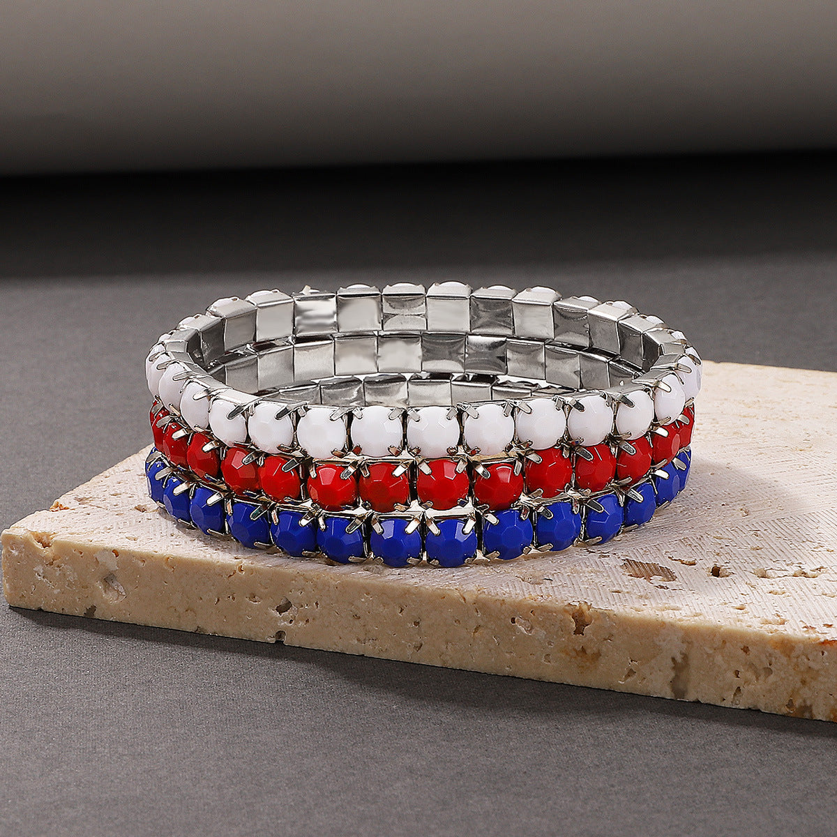 American Flag Pendant Chain Bracelet — gold bracelet, view 15
