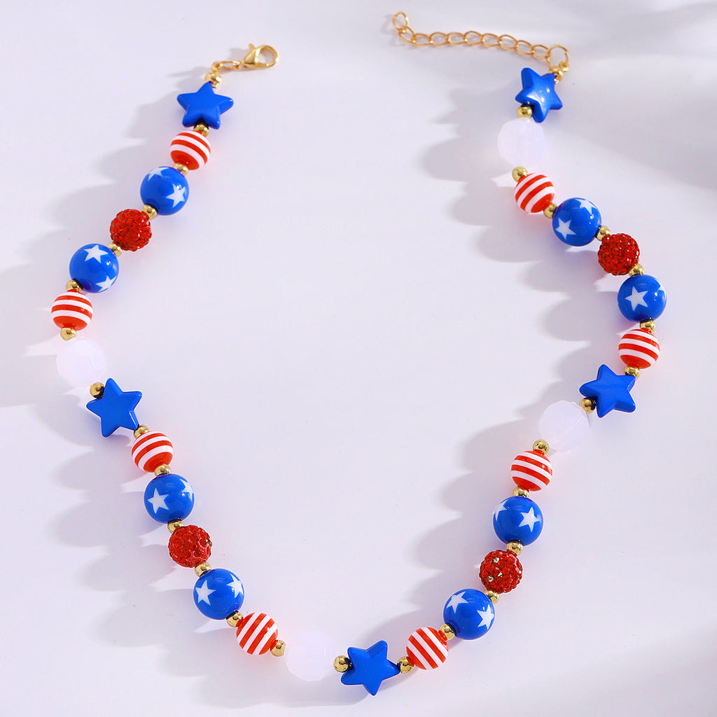 American Flag Pendant Chain Bracelet — gold bracelet, view 16
