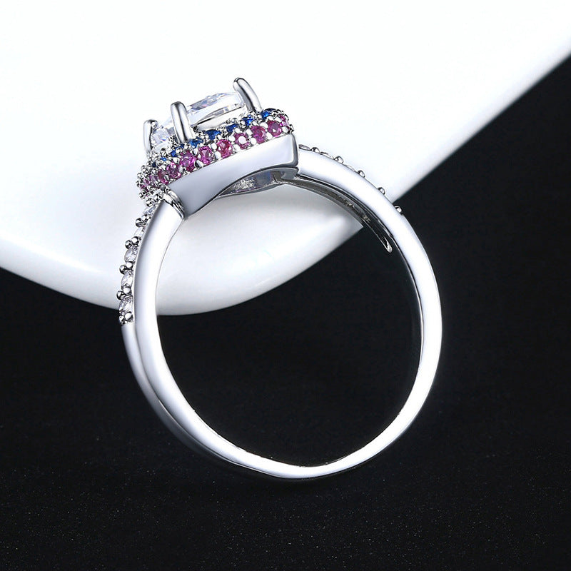 Electroplated Geometric Statement Ring — silver ring, view 4